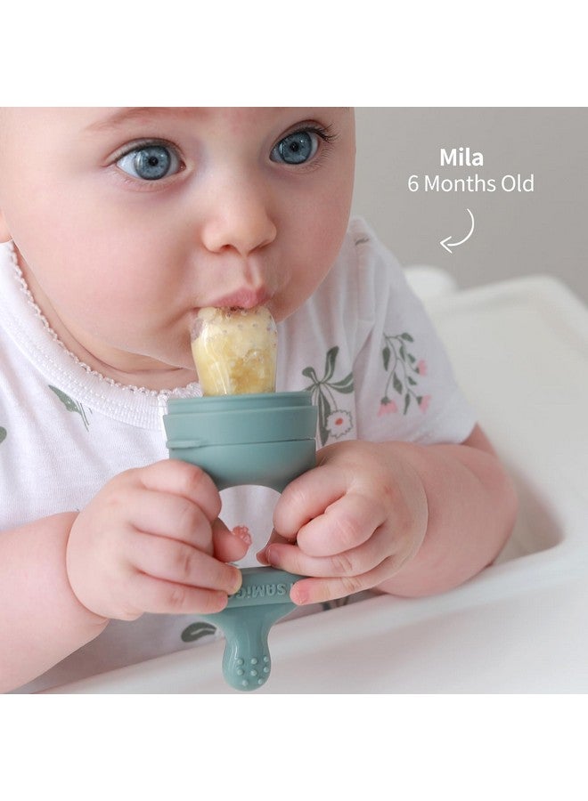 SAMiGO Baby Food Fruit Feeder and Breastmilk Popsicle Mold Set, Silicone Fruit Teether, Food Feeder Pacifier for Teething Relief, Freezer Tray, Baby Feeding Essentials, 4 Months+ - Image 5