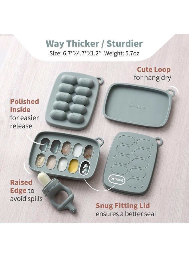 SAMiGO Baby Food Fruit Feeder and Breastmilk Popsicle Mold Set, Silicone Fruit Teether, Food Feeder Pacifier for Teething Relief, Freezer Tray, Baby Feeding Essentials, 4 Months+ - Image 4