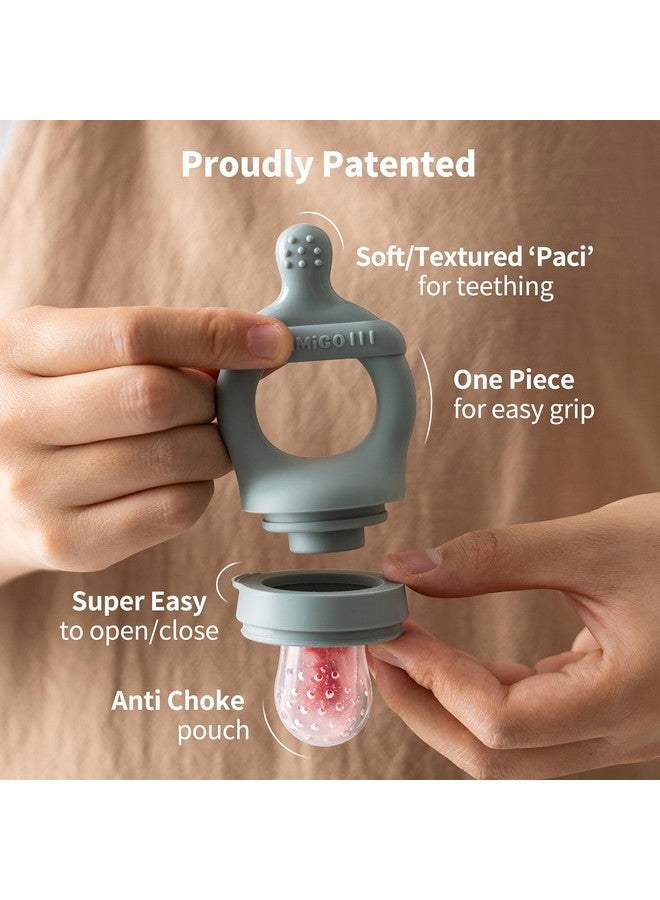 SAMiGO Baby Food Fruit Feeder and Breastmilk Popsicle Mold Set, Silicone Fruit Teether, Food Feeder Pacifier for Teething Relief, Freezer Tray, Baby Feeding Essentials, 4 Months+ - Image 3
