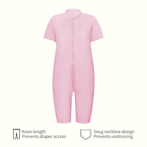 EEOST Adaptive Clothing for Kids Special Needs Autism Sensory Jumpsuit Anti-Strip Romper with Back Zipper Sizes 3-16 Years (Pink, 7-8 Years Old) - Image 3