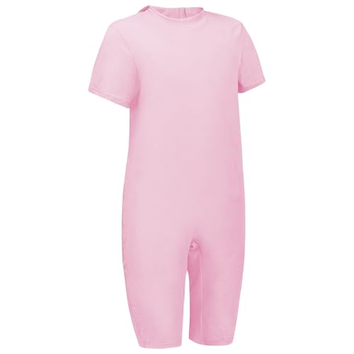 EEOST Adaptive Clothing for Kids Special Needs Autism Sensory Jumpsuit Anti-Strip Romper with Back Zipper Sizes 3-16 Years (Pink, 7-8 Years Old) - Image 1
