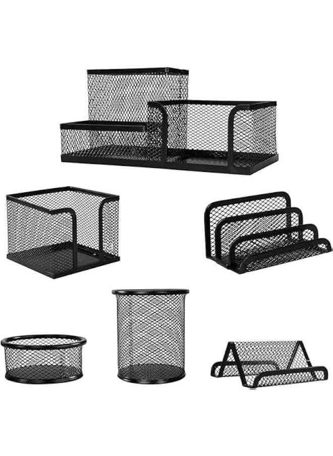 HOOKOR Mesh Desk Organiser Set, Desk Organizer Set, Office Desk Acessories with Pen Holder, Small Object Storage  - Image 1