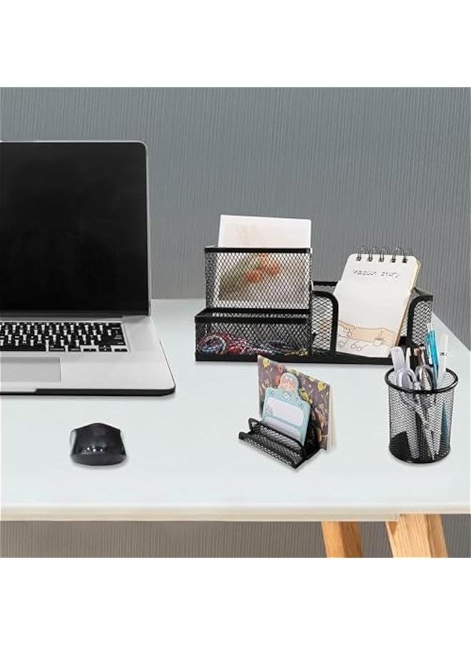 HOOKOR Mesh Desk Organiser Set, Desk Organizer Set, Office Desk Acessories with Pen Holder, Small Object Storage  - Image 4