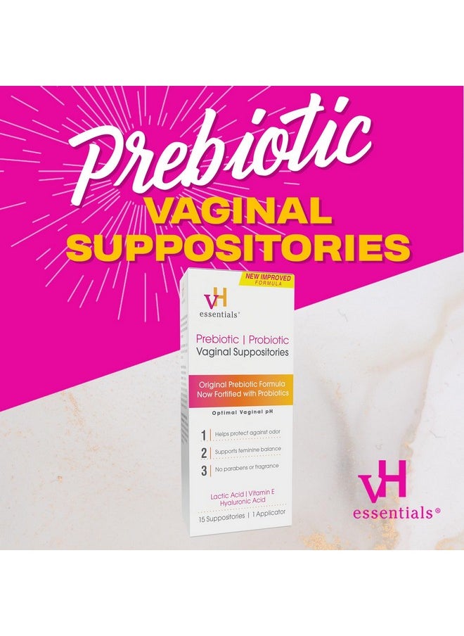 vH Essentials vH essentials Prebiotic PH Balanced Vaginal SuppositoriesBox, Original Version, 15 Count  - Image 2