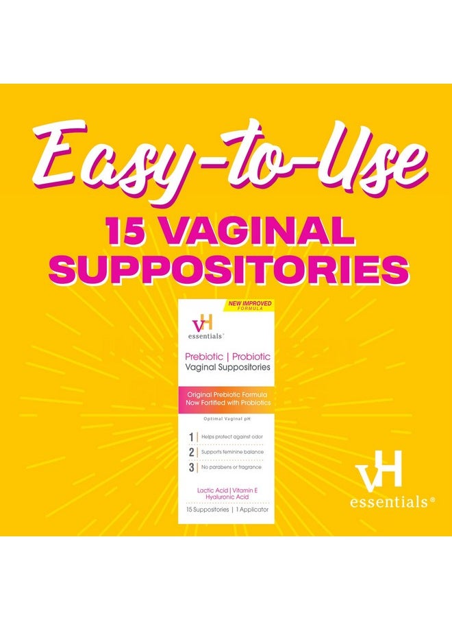 vH Essentials vH essentials Prebiotic PH Balanced Vaginal SuppositoriesBox, Original Version, 15 Count  - Image 5