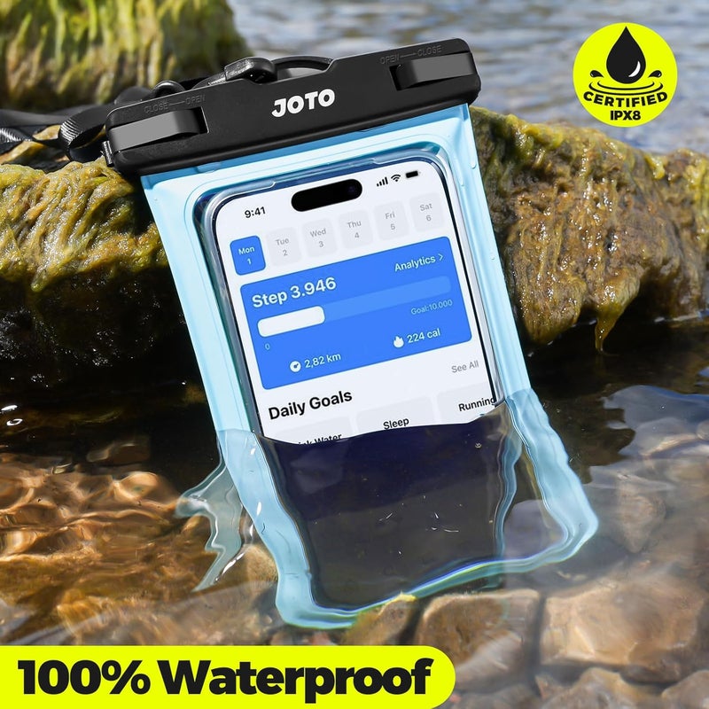 JOTO 2 Pack Waterproof Phone Pouch Case Up to 7", IPX8 Underwater Phone Case Cellphone Dry Bag for iPhone 16 15 14 13 12 Pro Max Xs Max XR X 8 7 6S Plus SE/Galaxy S24 S23 S22 S21 -Blue & Orange - Image 2