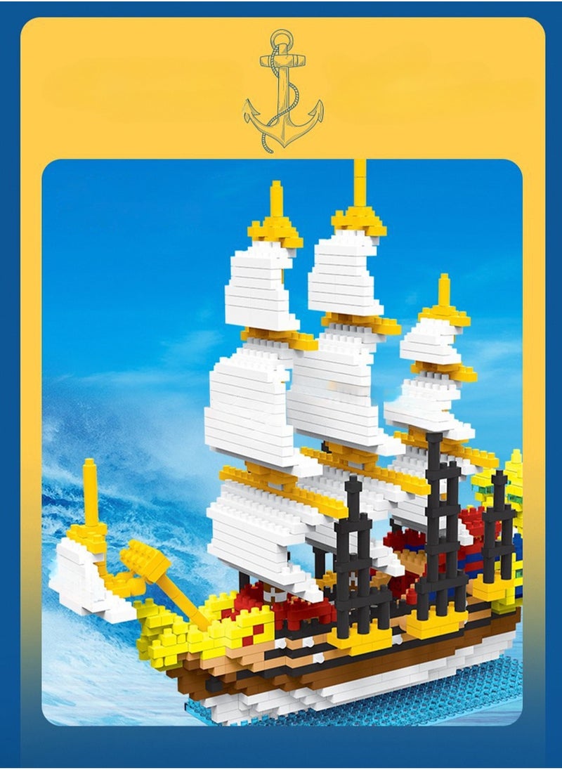 LOOPITYS 968pieces of plastic sailboat model building block assembly building block toy set can be used as a holiday gift suitable for any age, and can also be used as furniture decoration and ornaments  - Image 2
