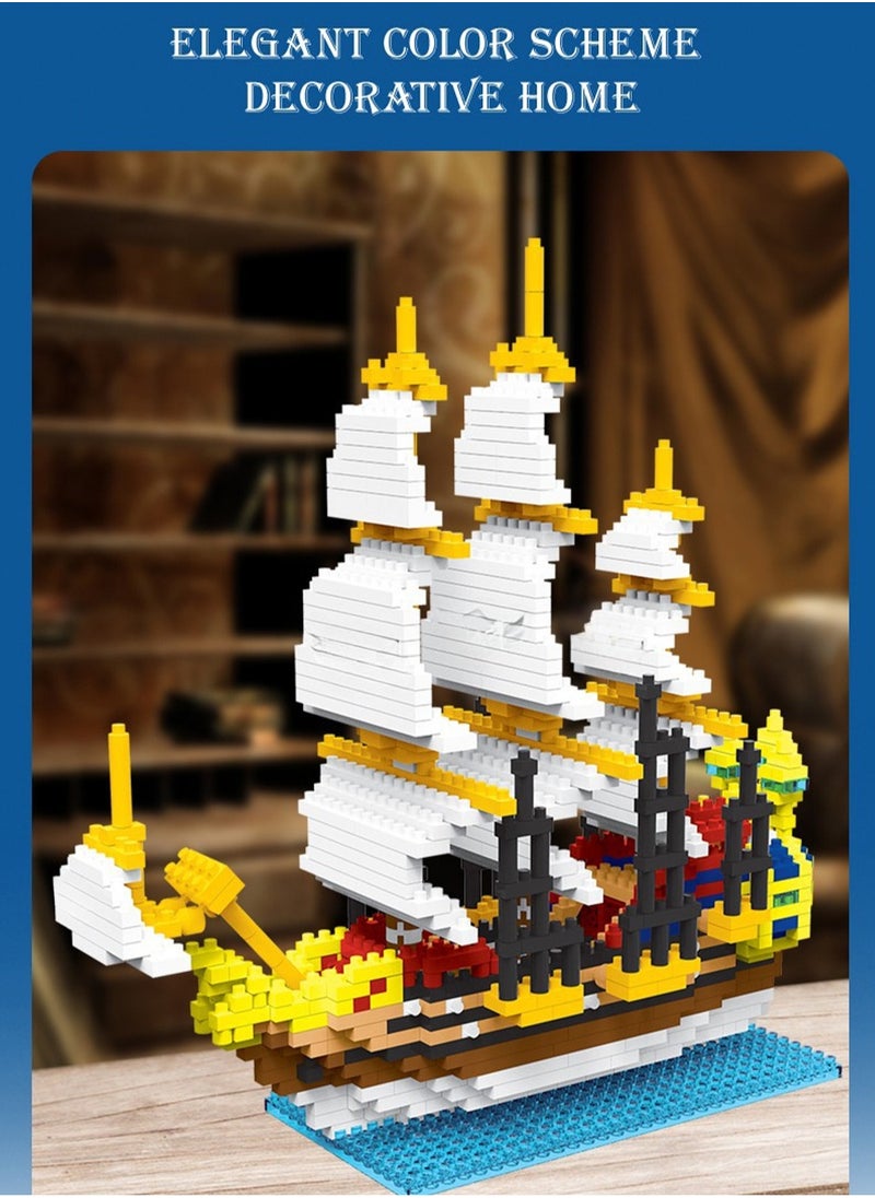LOOPITYS 968pieces of plastic sailboat model building block assembly building block toy set can be used as a holiday gift suitable for any age, and can also be used as furniture decoration and ornaments  - Image 5