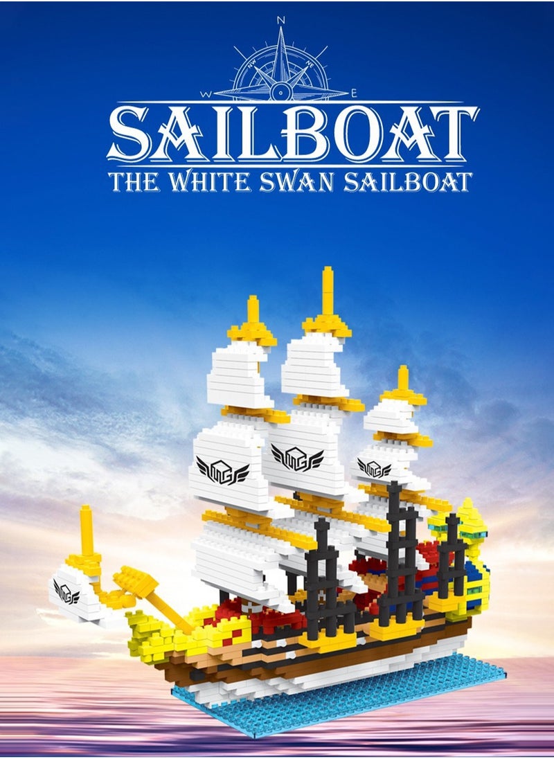 LOOPITYS 968pieces of plastic sailboat model building block assembly building block toy set can be used as a holiday gift suitable for any age, and can also be used as furniture decoration and ornaments  - Image 1