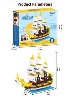 LOOPITYS 968pieces of plastic sailboat model building block assembly building block toy set can be used as a holiday gift suitable for any age, and can also be used as furniture decoration and ornaments  - Image 3