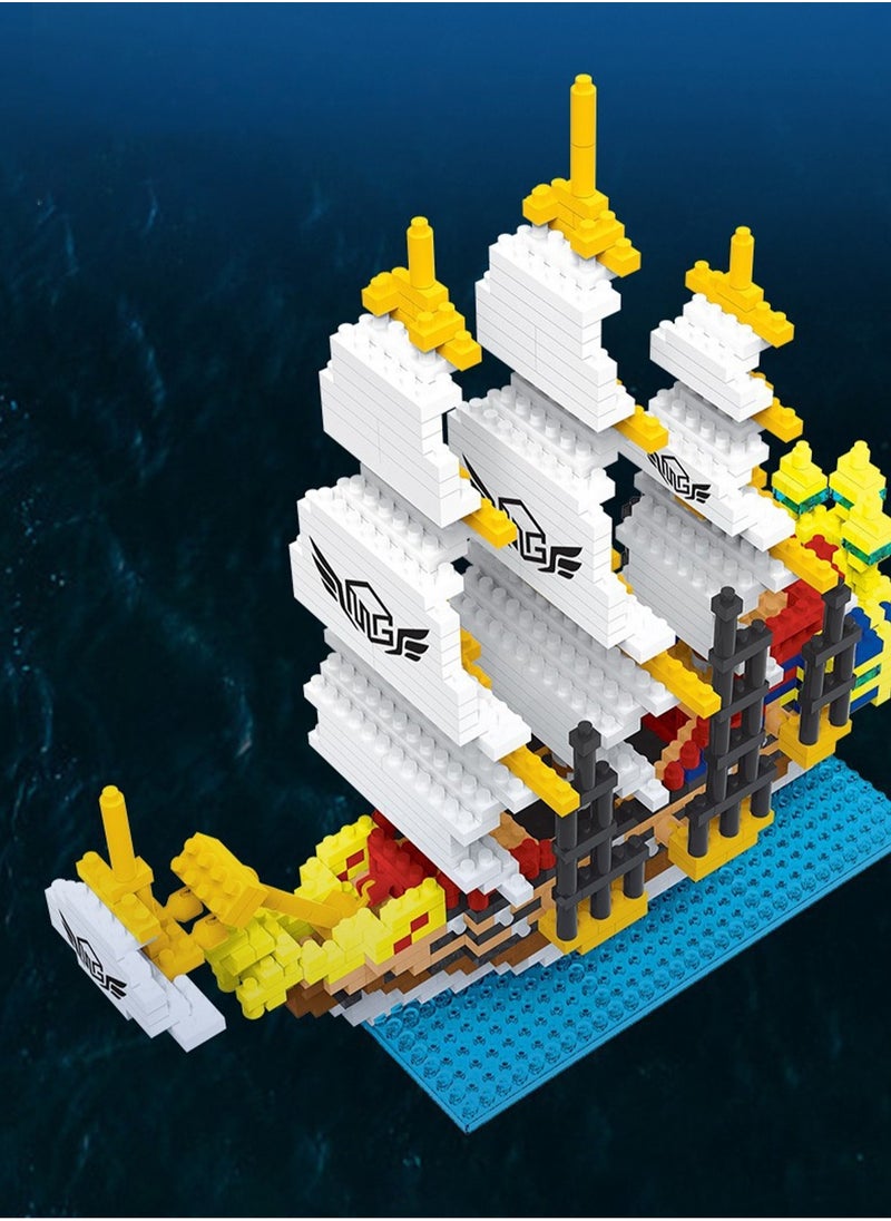 LOOPITYS 968pieces of plastic sailboat model building block assembly building block toy set can be used as a holiday gift suitable for any age, and can also be used as furniture decoration and ornaments  - Image 4