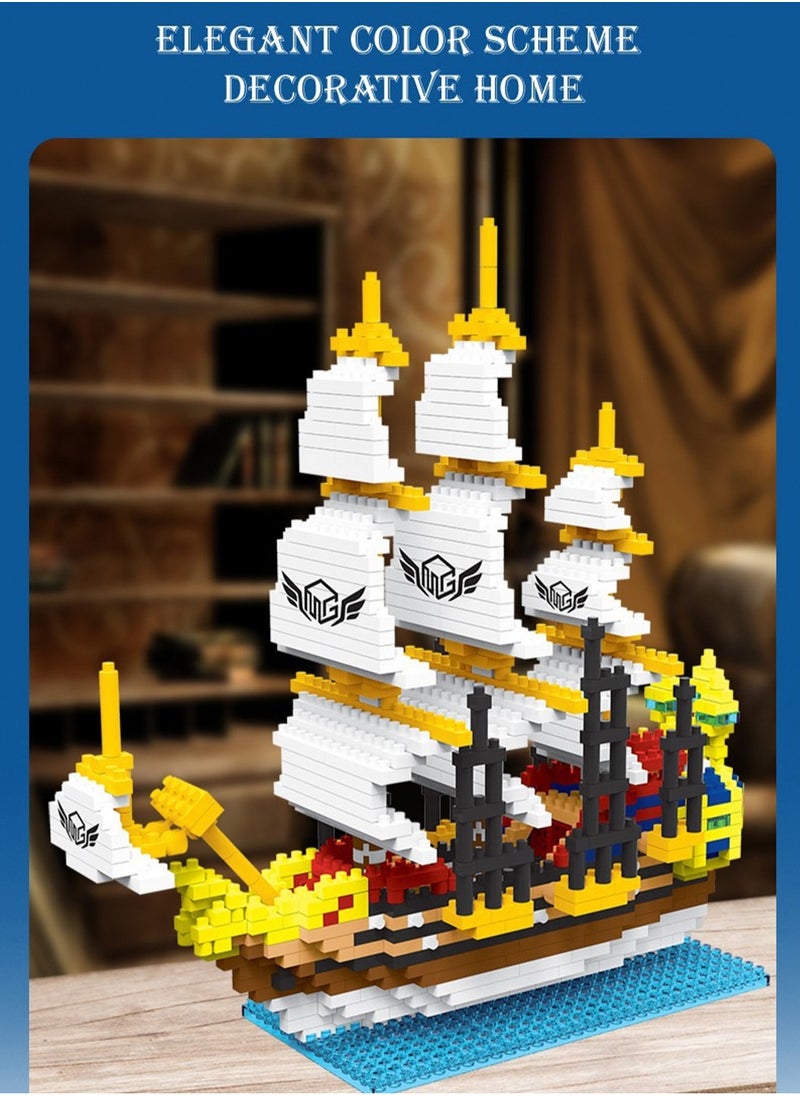LOOPITYS 968pieces of plastic sailboat model building block assembly building block toy set can be used as a holiday gift suitable for any age, and can also be used as furniture decoration and ornaments  - Image 5