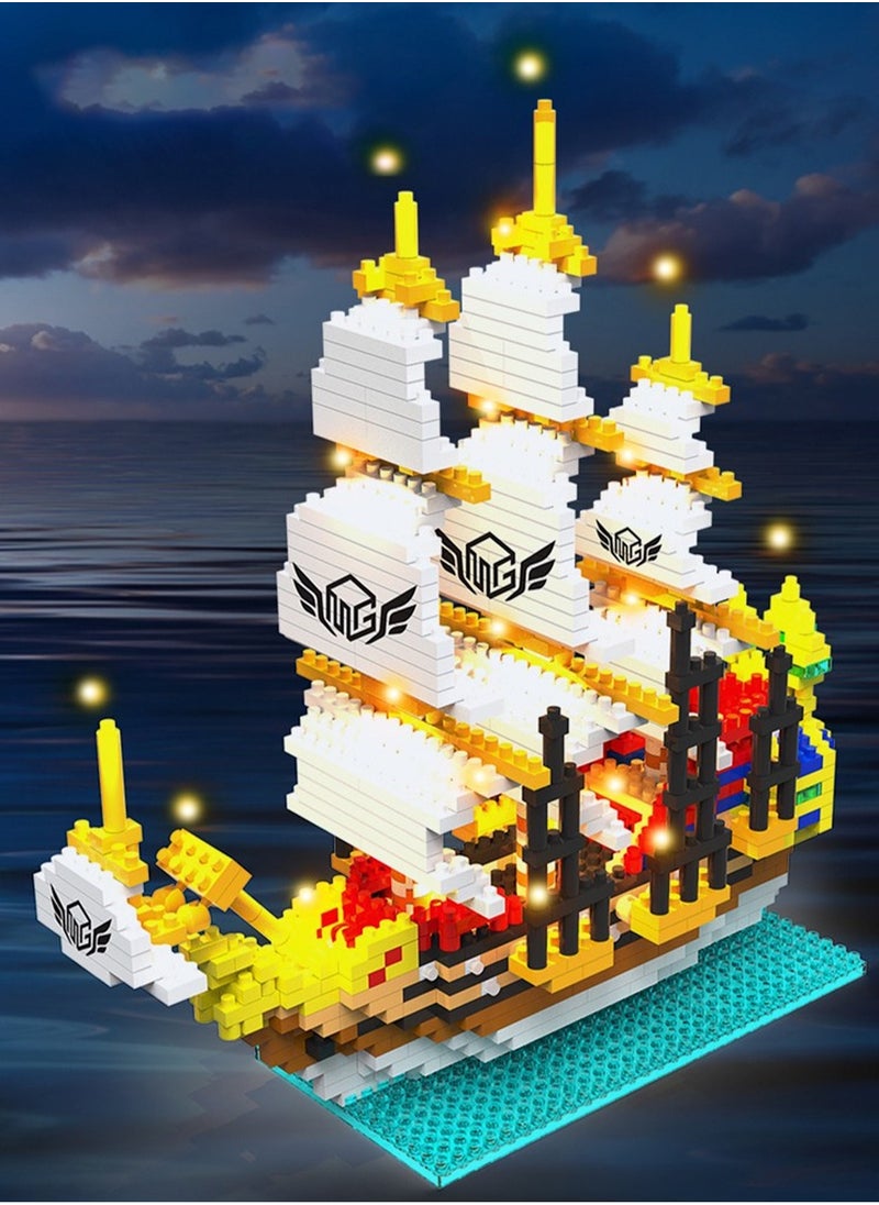 LOOPITYS - 968pieces of plastic sailboat model building block assembly building block toy set can be used as a holiday gift suitable for any age, and can also be used as furniture decoration and ornaments - Image 1