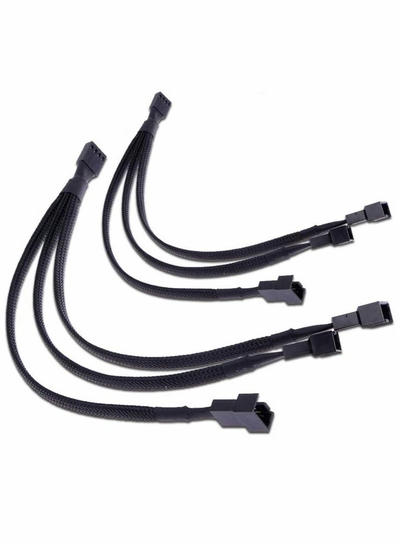 Captaintech Fan Splitter, Fan Adapter, Cable Sleeved Braided Y Splitter Computer Pc 4 Pin, Fan Extension Power Cable, 1 to 3 Converter, for Computer Cpu Cooling Fan Extension Cable,10 Inches (2 Pack) - Image 1