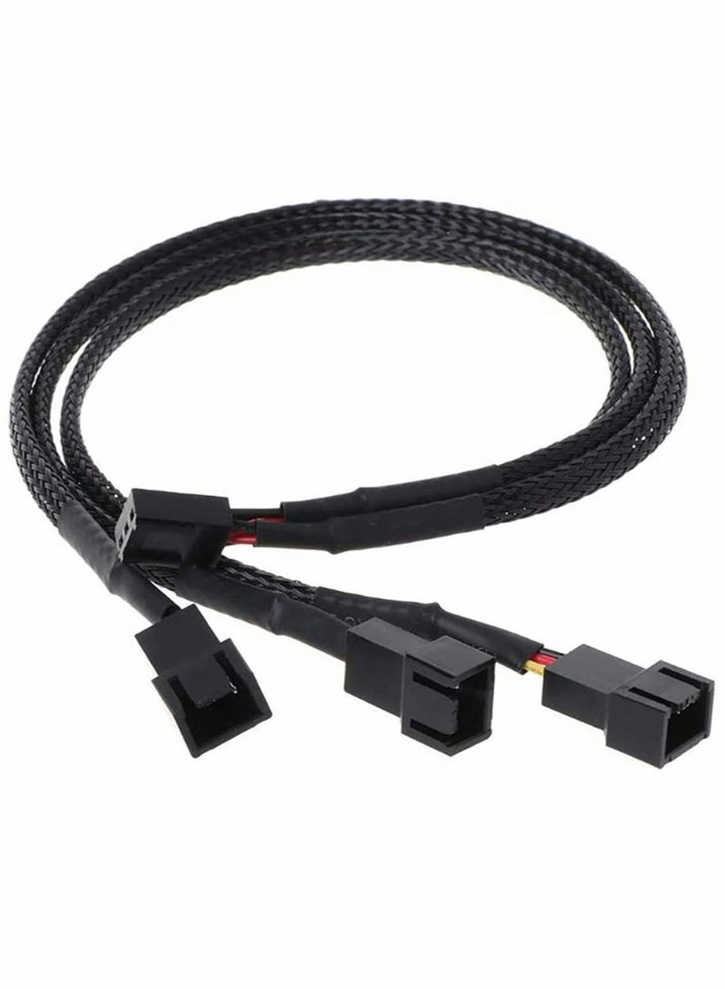 Captaintech Fan Splitter, Fan Adapter, Cable Sleeved Braided Y Splitter Computer Pc 4 Pin, Fan Extension Power Cable, 1 to 3 Converter, for Computer Cpu Cooling Fan Extension Cable,10 Inches (2 Pack) - Image 2