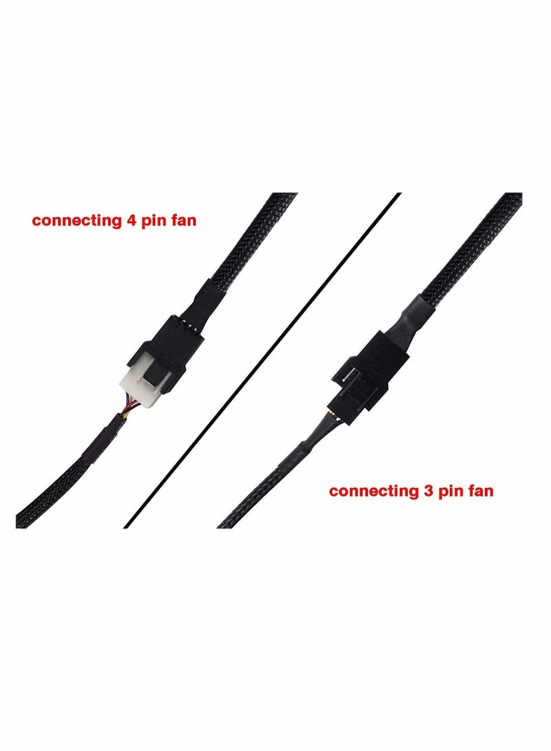 Captaintech Fan Splitter, Fan Adapter, Cable Sleeved Braided Y Splitter Computer Pc 4 Pin, Fan Extension Power Cable, 1 to 3 Converter, for Computer Cpu Cooling Fan Extension Cable,10 Inches (2 Pack) - Image 4