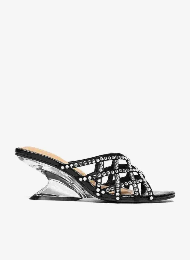 Cuple Black Crystal Lattice Mule Heel