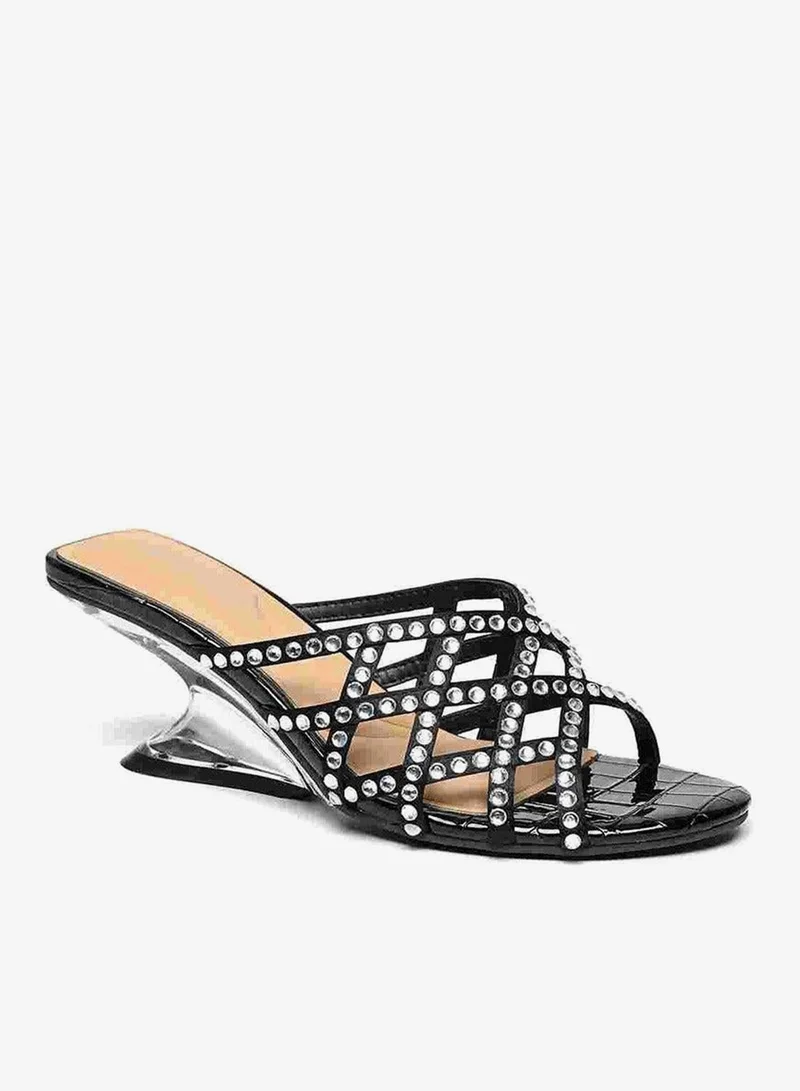 Cuple Black Crystal Lattice Mule Heel