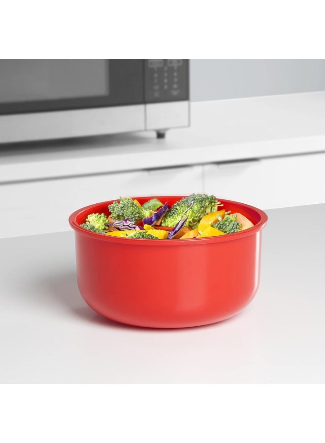 sistema Microwave Round Bowl | 915 ml Food Container with Steam Release Vent | BPA-Free | Red/Clear - Image 2