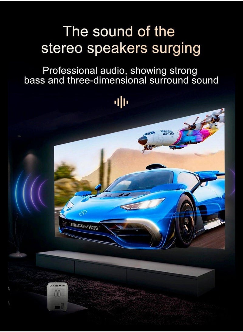 Rock Pow - Video Game Projector With 2X Wireless Controller Game Joystick Android 9.0 WiFi 2.4/5G HDMI/USB/Audio Screen Mirroring 4K Ultra HD Supported 1080P Real Physical Resolution Player Projector 3GB+64GB Black - Image 1