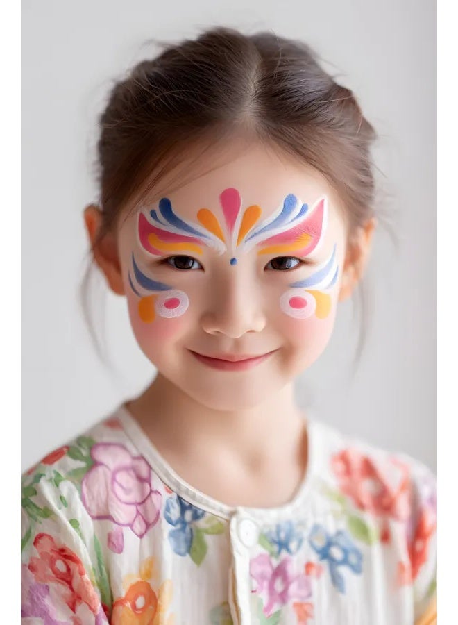 JAYATO مجموعة طلاء الوجه والجسم بـ 15 لون لمكياج الكوسبلاي، مجموعة احترافية لطلاء الوجه للأطفال والبالغين، مع 6 قطع نماذج ووسائد بودرة لعيد الهالوين مع فرش، هدية عيد ميلاد للبنات - Image 4