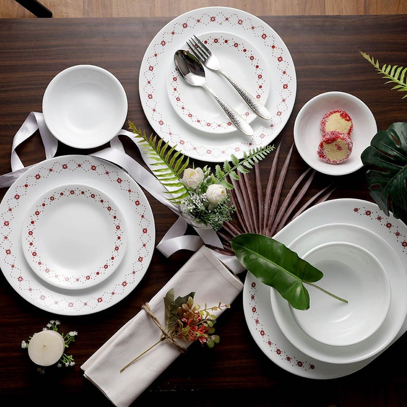 Corelle طقم عشاء دائري من كوريل 21 قطعة - تاج (أبيض) - Image 2