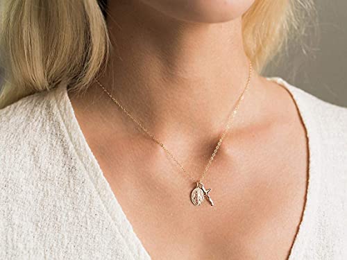 AllenCOCO Gold Cross Necklaces for Women, Crucifix Necklaces, Dainty Virgin Mary Necklace, Virgen de Guadalupe, Layered Pendants Chain Non Tarnish - Image 2