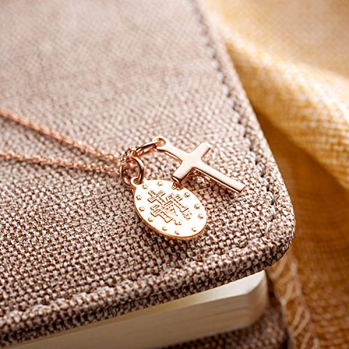 AllenCOCO Gold Cross Necklaces for Women, Crucifix Necklaces, Dainty Virgin Mary Necklace, Virgen de Guadalupe, Layered Pendants Chain Non Tarnish - Image 4