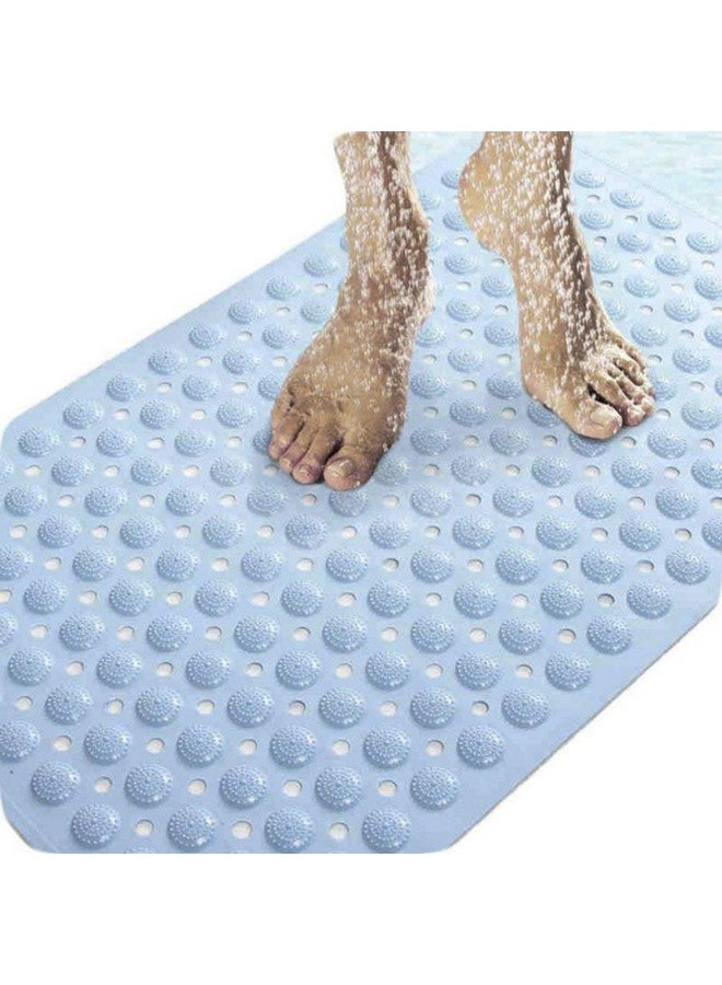 في دي ان اس دي سجادة حمام VDNSI مضادة للانزلاق، سجادة حمام مطاطية مستطيلة الشكل مضادة للانزلاق لمنطقة الاستحمام، سجادة دش مع أكواب شفط قوية وفتحات تصريف 35 × 70 سم (أزرق) - Image 4