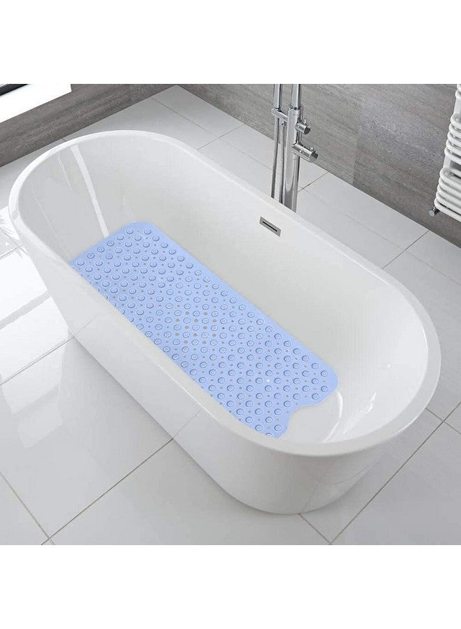 في دي ان اس دي سجادة حمام VDNSI مضادة للانزلاق، سجادة حمام مطاطية مستطيلة الشكل مضادة للانزلاق لمنطقة الاستحمام، سجادة دش مع أكواب شفط قوية وفتحات تصريف 35 × 70 سم (أزرق) - Image 2