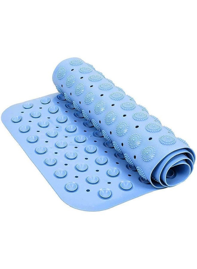 في دي ان اس دي سجادة حمام VDNSI مضادة للانزلاق، سجادة حمام مطاطية مستطيلة الشكل مضادة للانزلاق لمنطقة الاستحمام، سجادة دش مع أكواب شفط قوية وفتحات تصريف 35 × 70 سم (أزرق) - Image 1