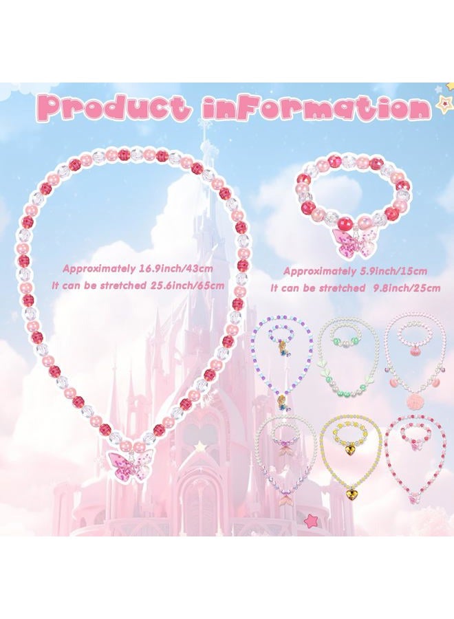 Sumind 6 Sets Toddler Jewelry for Little Girls Baby Beaded Necklace and Bracelet Costume Dress up Jewelry Gifts Princess Party Favors(Princess Style) - Image 4