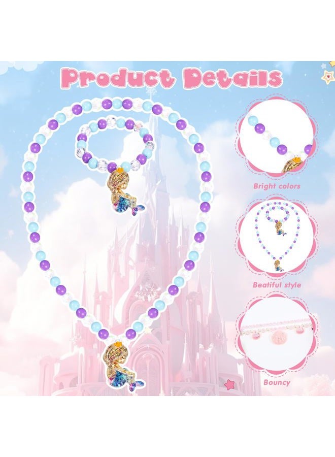 Sumind 6 Sets Toddler Jewelry for Little Girls Baby Beaded Necklace and Bracelet Costume Dress up Jewelry Gifts Princess Party Favors(Princess Style) - Image 3