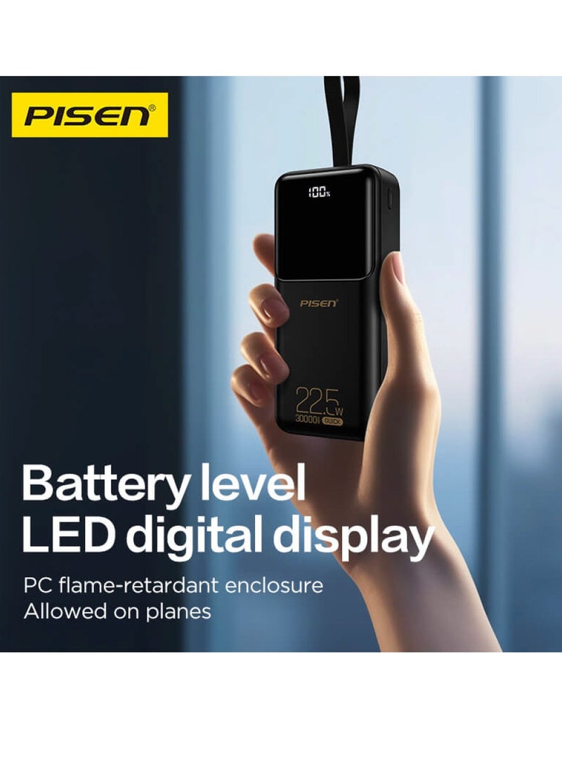 بايزن 30000mAh PD 22.5W/20W Dual Quick Charging Power Bank Dual USB C & USA A Output/Input with LED Digital Display Compatible with iPhone Samsung Huawei iPads - Image 5