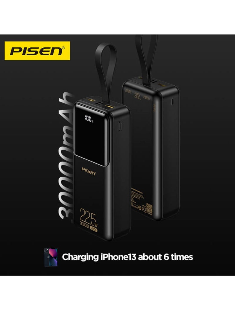 بايزن 30000mAh PD 22.5W/20W Dual Quick Charging Power Bank Dual USB C & USA A Output/Input with LED Digital Display Compatible with iPhone Samsung Huawei iPads - Image 4