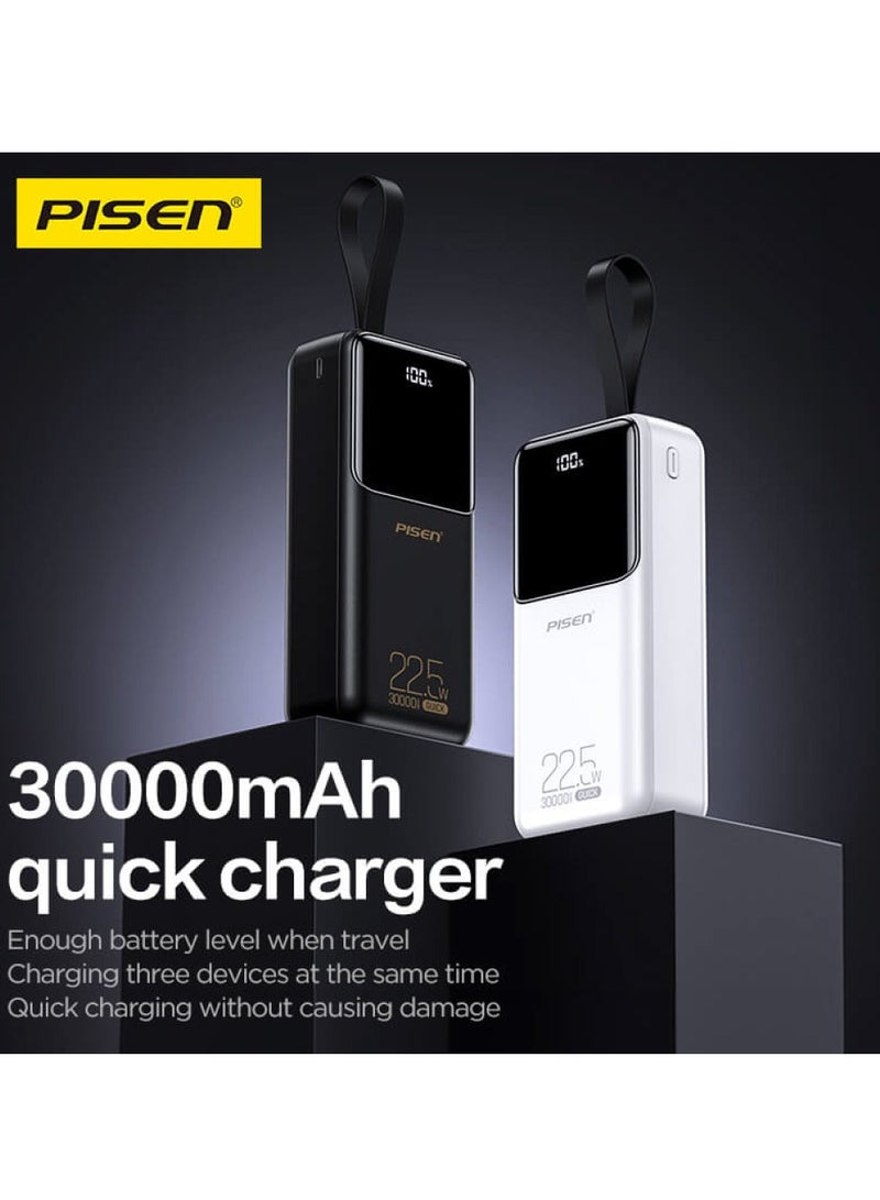 بايزن 30000mAh PD 22.5W/20W Dual Quick Charging Power Bank Dual USB C & USA A Output/Input with LED Digital Display Compatible with iPhone Samsung Huawei iPads - Image 2