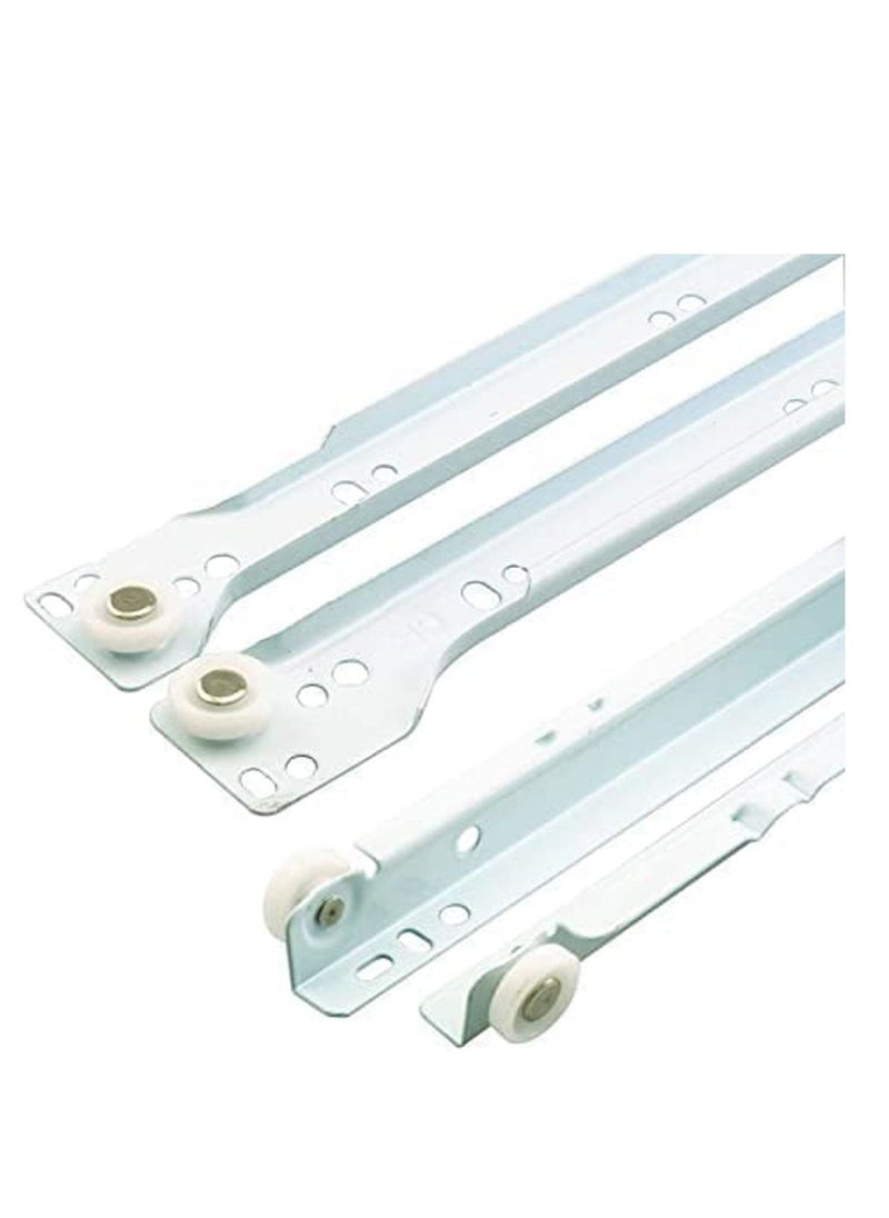 RACO RACO Sliding Drawer Rail 1 Pair Full Extension Track Rail for Cabinets Dresser Wardrobe Kitchen Trash-White (14 INCH)  - Image 1
