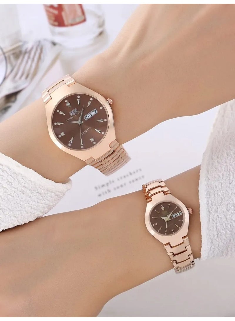 QUARTZ Couple’s Watch Set – Two Quartz Watches Made of Stainless Steel, Perfect for Special Occasions Like Anniversaries, Valentine’s Day, and Birthday Gifts - Image 4