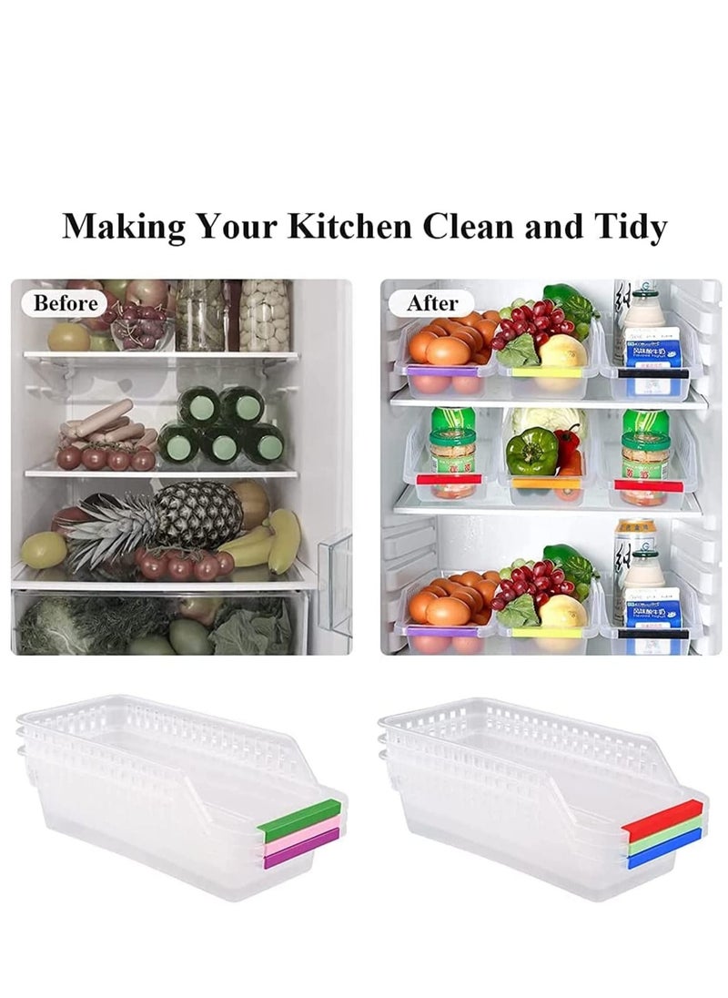 KASTWAVE 4-Pack Refrigerator Storage Bins – Clear Fridge Organizer with Handles, Stackable Kitchen Baskets for Fruits, Vegetables, Food & Pantry Storage, Durable Container Trays for Home & Kitchen  - Image 2