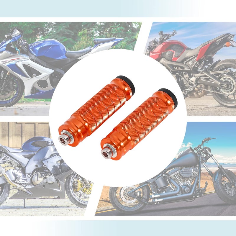 F FIERCE CYCLE 1 Pair 6mm Aluminum Aolly Motorcycle Rearsets Rear Set Footrest Footpeg Foot Rest Peg Motorbike Cycling Orange - Image 5