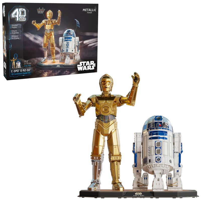4D Build, Star Wars C-3PO & R2-D2 3D Model Kit with Stand, Star Wars Collectibles & Desk DÃ©cor, Adult Puzzles, Easter Gift, 416 Pieces, 3D Puzzles, Gift Ideas for Ages 12 & Up - Image 1