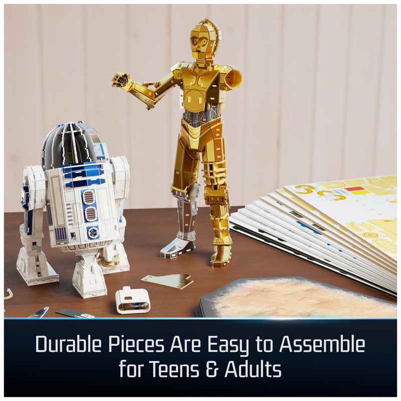 4D Build, Star Wars C-3PO & R2-D2 3D Model Kit with Stand, Star Wars Collectibles & Desk DÃ©cor, Adult Puzzles, Easter Gift, 416 Pieces, 3D Puzzles, Gift Ideas for Ages 12 & Up - Image 4
