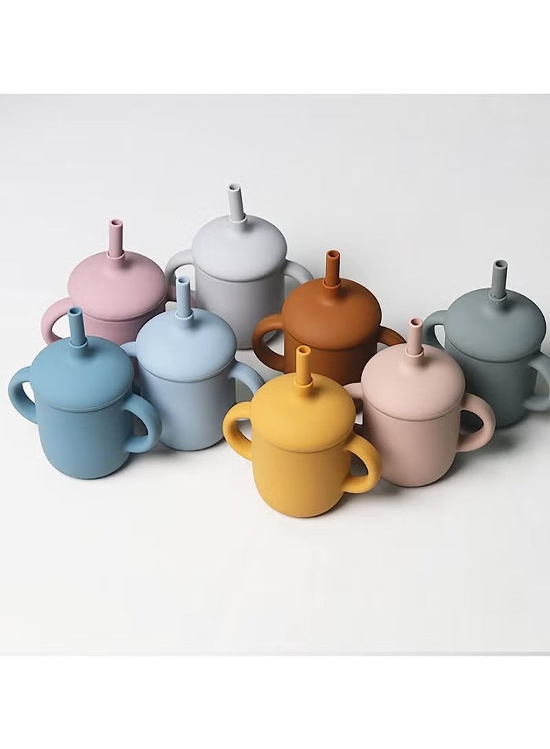 هافن كأس مدرب الأطفال والأطفال الصغار، 150 مللي سيليكون سيبي مع غطاء المقابض والقش ومانع الانسكاب وغير الانزلاق (أصفر) - Image 5