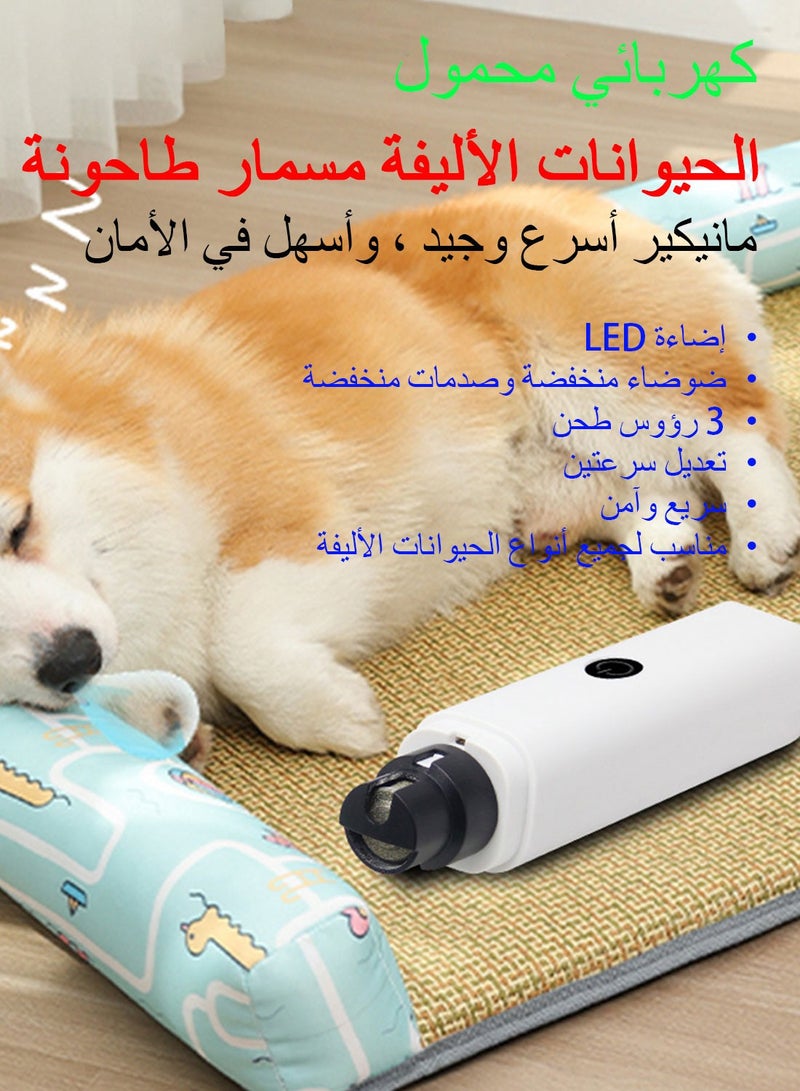 Syarme Electric Pets Nail Grinder, Rechargeable Dog And Cat Nail Grinder, Professional Pet Nail Trimmer with 2-Speed Regulation, 3 Grinding Heads and LED Lights, Large and Small Dogs and Cats Are Available - Image 2