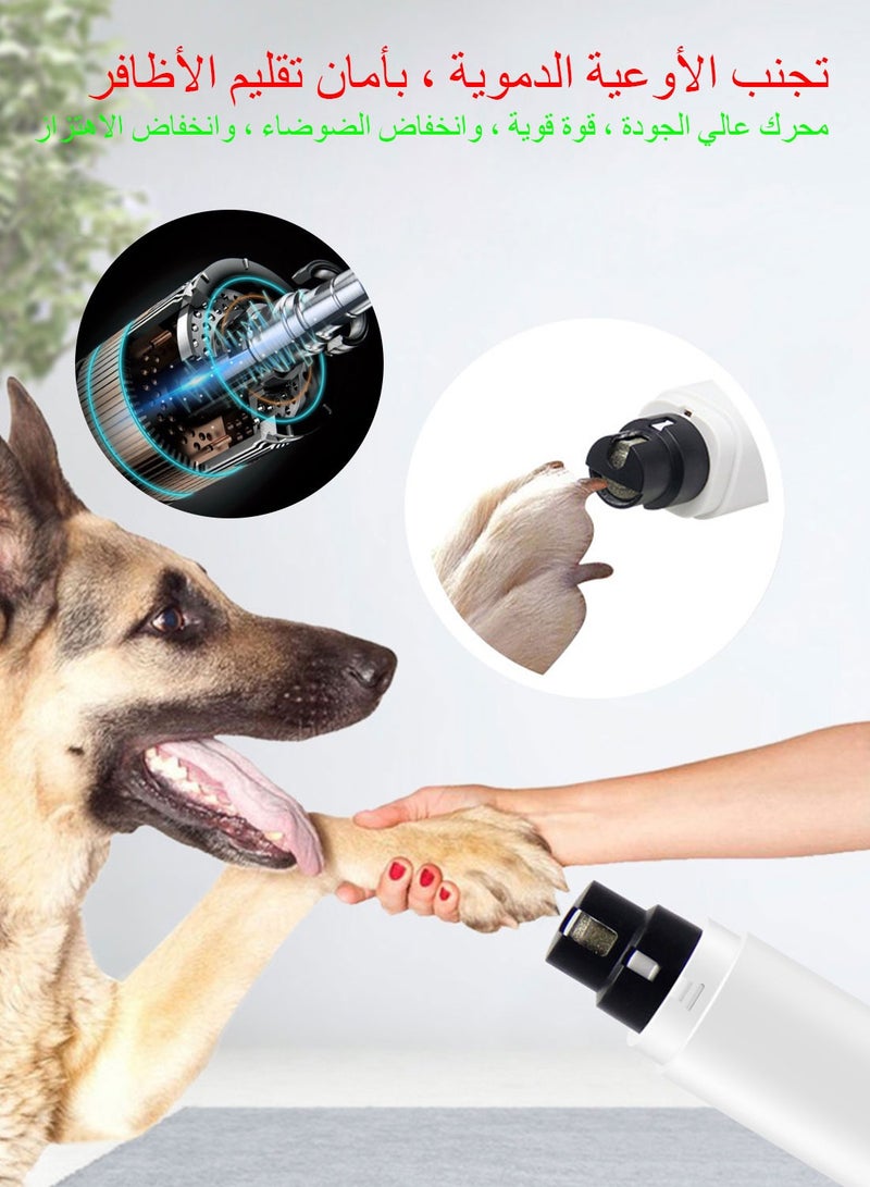 Syarme Electric Pets Nail Grinder, Rechargeable Dog And Cat Nail Grinder, Professional Pet Nail Trimmer with 2-Speed Regulation, 3 Grinding Heads and LED Lights, Large and Small Dogs and Cats Are Available - Image 3