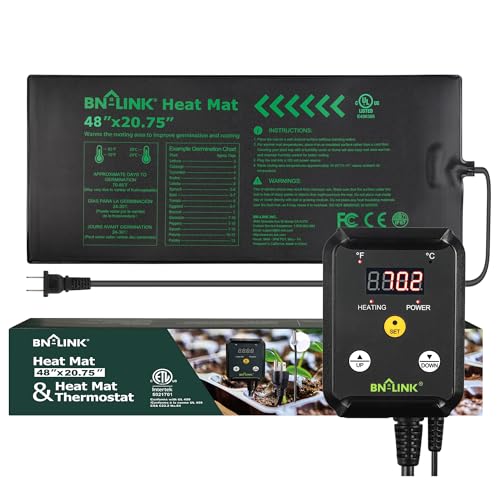 BN-LINK Seedling Heat Mat Heating Pad 48" x 20.75" with Digital Thermostat Controller Combo Set Waterproof for Indoor Seed Starting and Plant Germination - Image 1