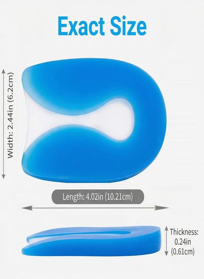 VANTOBEST 1 Pair Blue U-Shaped Silicone Heel Cups Soft Silicone Shock Absorbing Heel Pads Invisible Cushions for Support Men Women (Medium, 10.3x6.1cm) - Image 2
