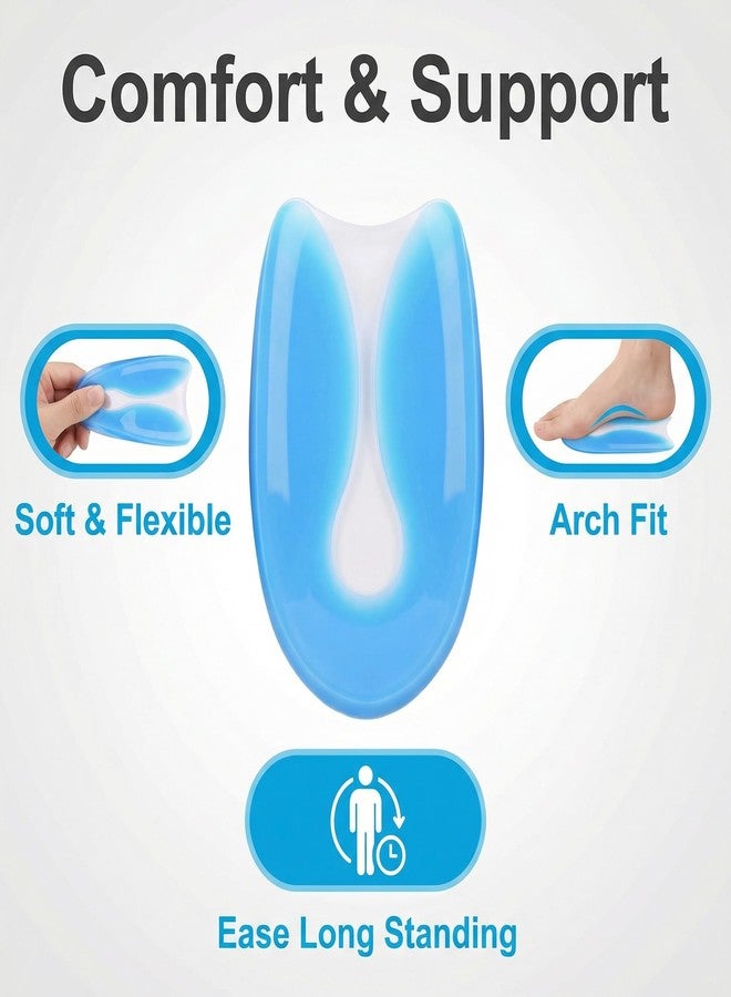 VANTOBEST 1 Pair Blue U-Shaped Silicone Heel Cups Soft Silicone Shock Absorbing Heel Pads Invisible Cushions for Support Men Women (Medium, 10.3x6.1cm) - Image 5