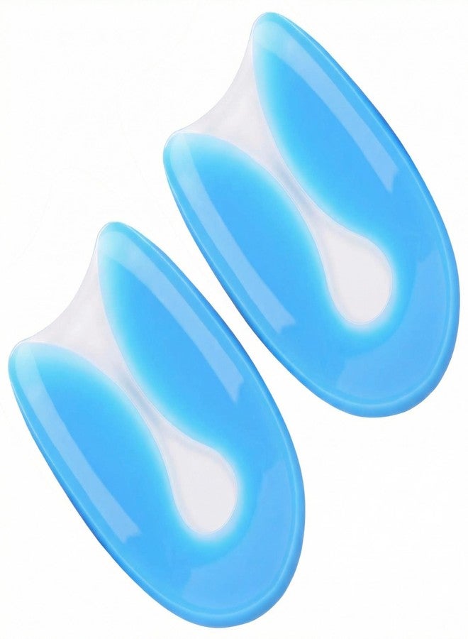 VANTOBEST 1 Pair Blue U-Shaped Silicone Heel Cups Soft Silicone Shock Absorbing Heel Pads Invisible Cushions for Support Men Women (Medium, 10.3x6.1cm) - Image 1