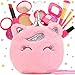 xFFFun Pretend Makeup Kit for Toddlers Girls Toys Age 3 4 5 6 7 8 Years Old Gifts Fake Play Makeup Set for Kids Toy 35 46 Unicorn Princess Little Girl Purse with Make up Birthday Easter Gifts for Girls - Image 3